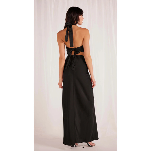 MINKPINK Dresses & Skirts - new nwt Small FINLAY SATIN HALTER GOWN minkpink silky sexy tie back maxi dress
